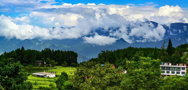 万州山乡晨雾